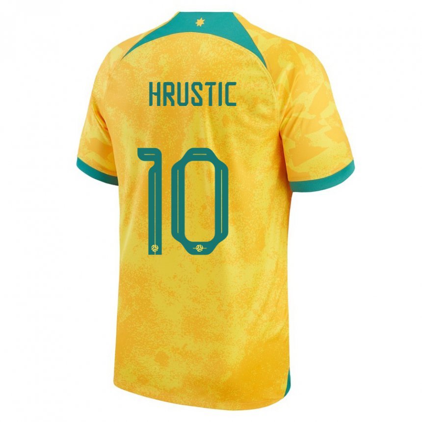 Homem Camisola Australiana Ajdin Hrustic #10 Dourado Principal 22-24 Camisa Brasil