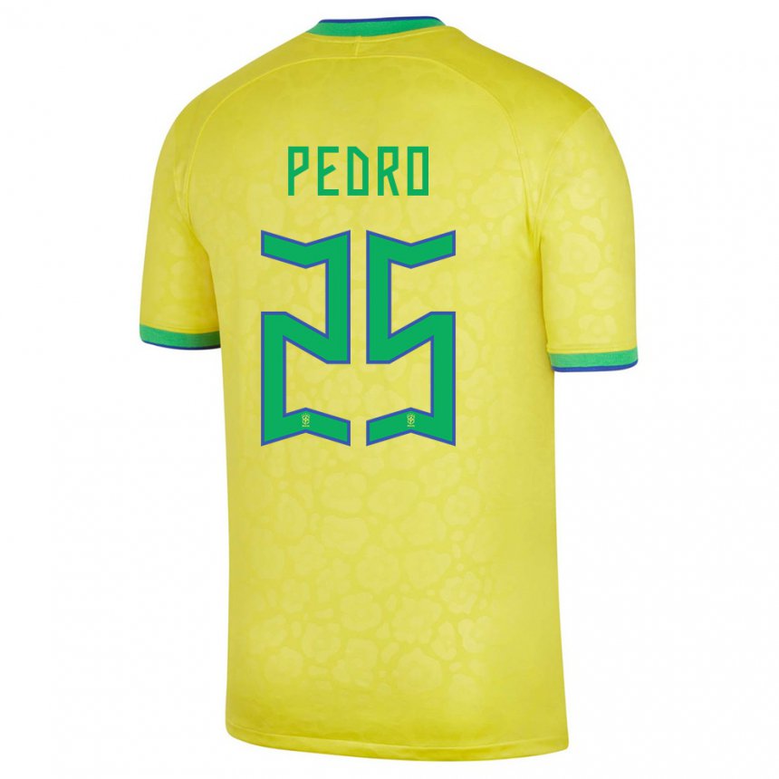 Homem Camisola Brasileira Pedro #25 Amarelo Principal 22-24 Camisa