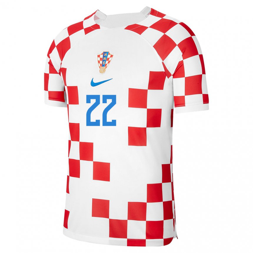 Homem Camisola Croata Josip Juranovic #22 Vermelho Branco Principal 22-24  Camisa Brasil