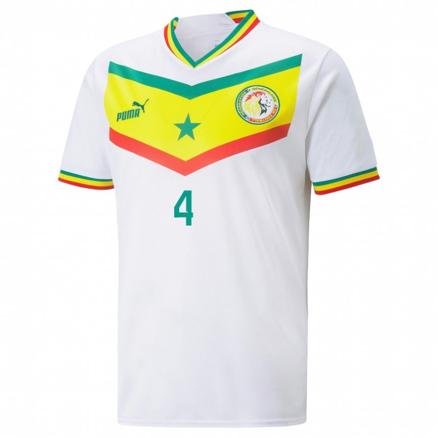 Homem Camisola Senegalesa Pape Abou Cisse #4 Branco Principal 22-24 Camisa Brasil