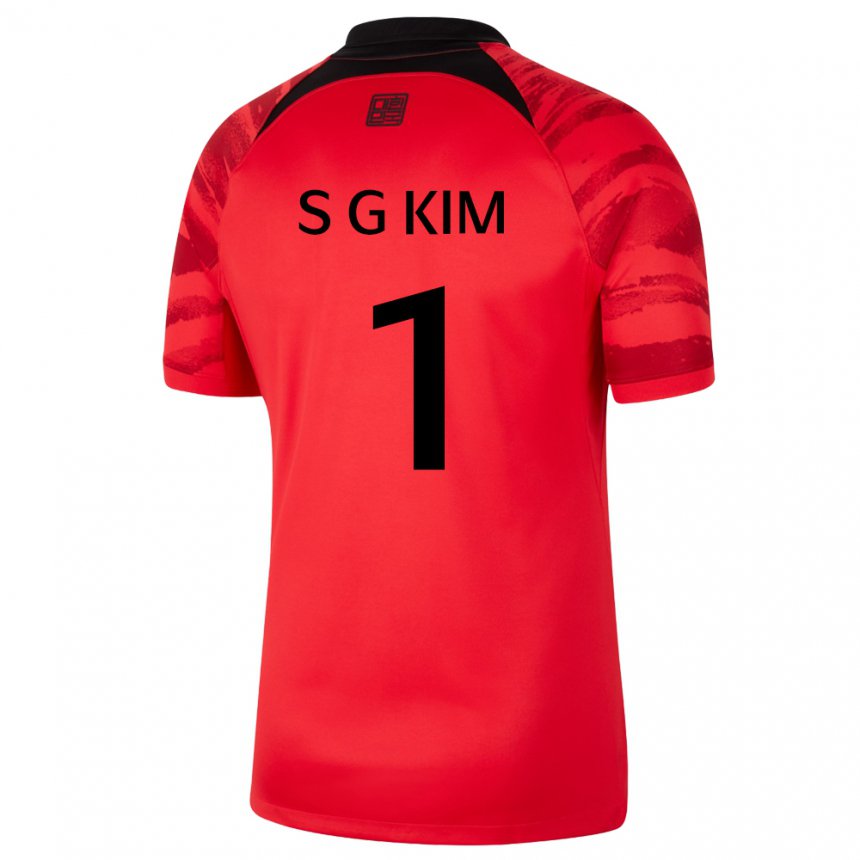 Homem Camisola Sul‑coreana Seung-gyu Kim #1 Vermelho Preto Principal 22-24 Camisa Brasil