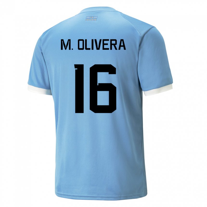 Homem Camisola Uruguaia Mathias Olivera #16 Azul Principal 22-24 Camisa Brasil