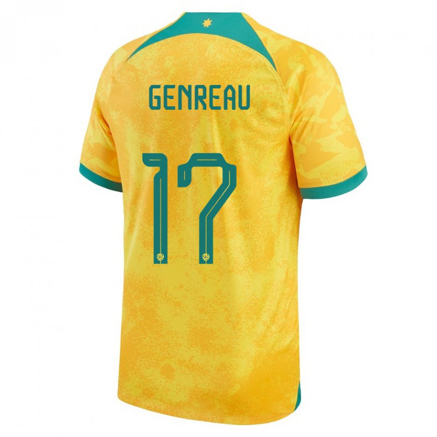Mulher Camisola Australiana Denis Genreau #17 Dourado Principal 22-24 Camisa Brasil