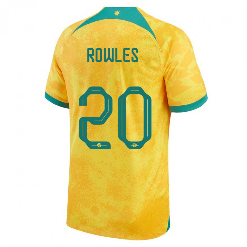 Mulher Camisola Australiana Kye Rowles #20 Dourado Principal 22-24 Camisa Brasil