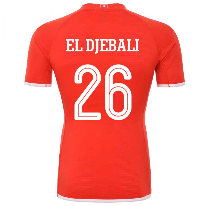 Mulher Camisola Tunisiana Chaim El Djebali #26 Vermelho Principal 22-24 Camisa Brasil