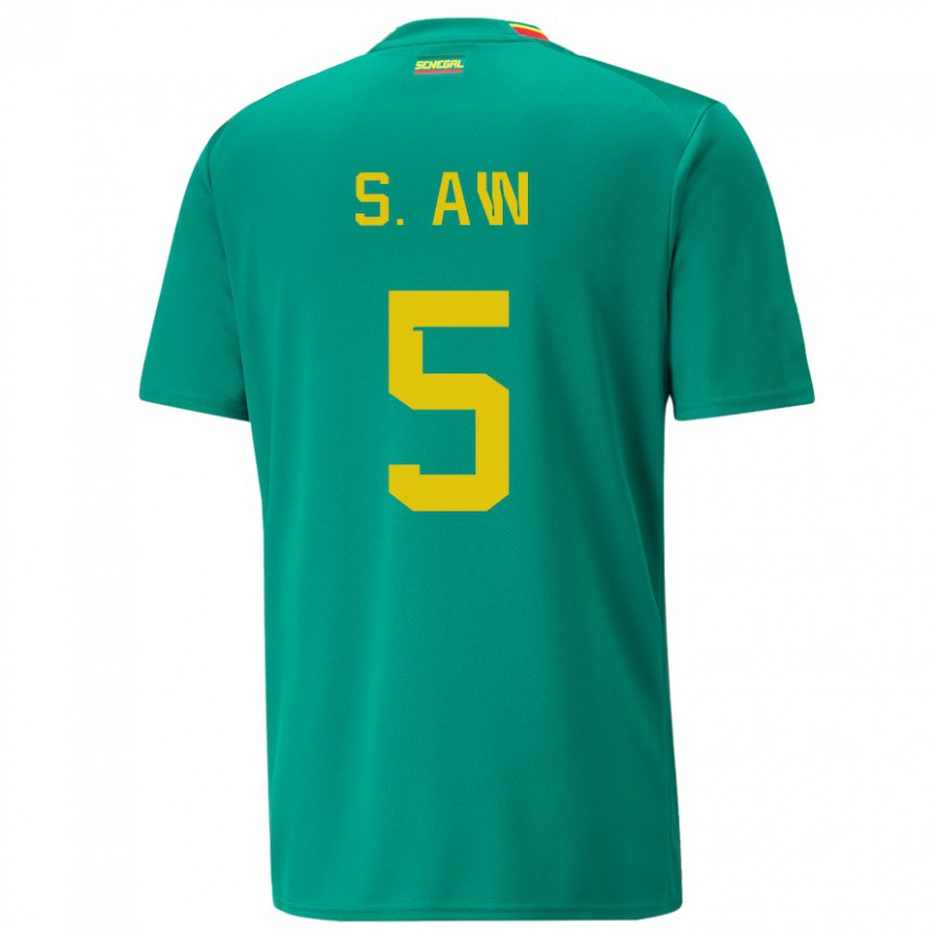 Criança Camisola Senegalesa Souleymane Aw #5 Verde Alternativa 22-24 Camisa Brasil