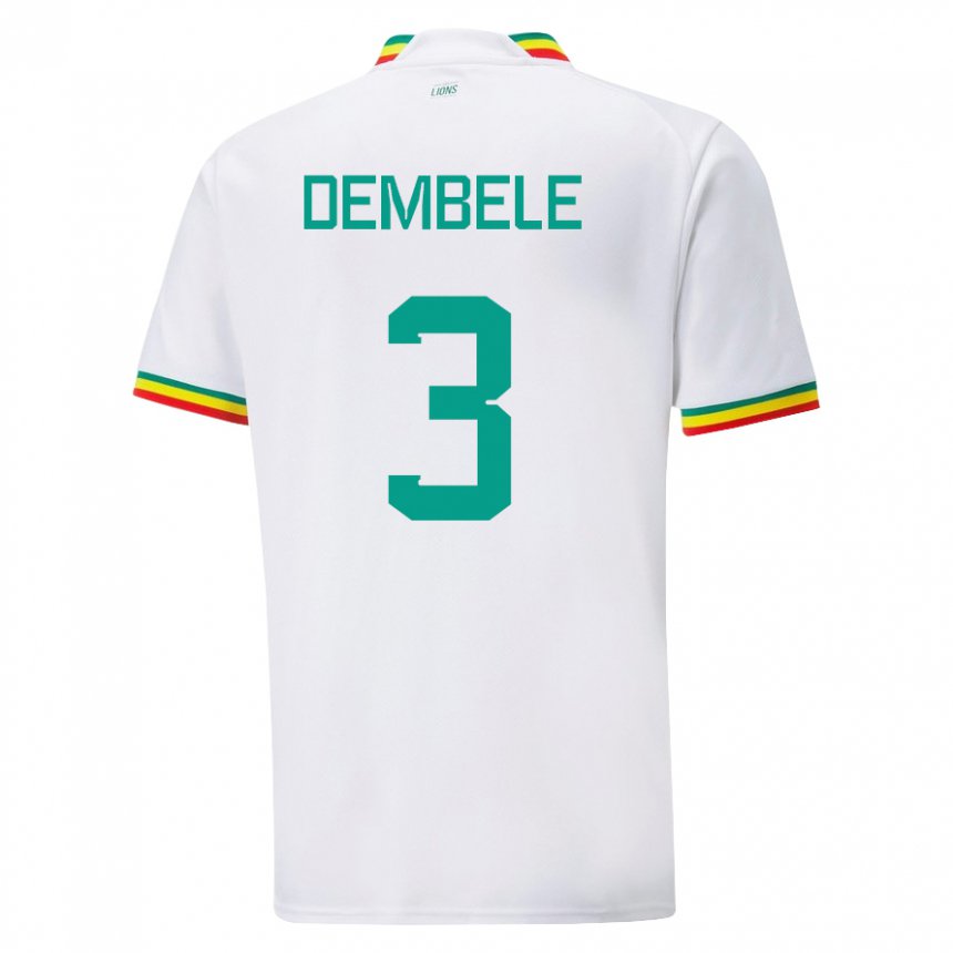 Homem Camisola Senegalesa Anta Dembele #3 Branco Principal 22-24 Camisa Brasil