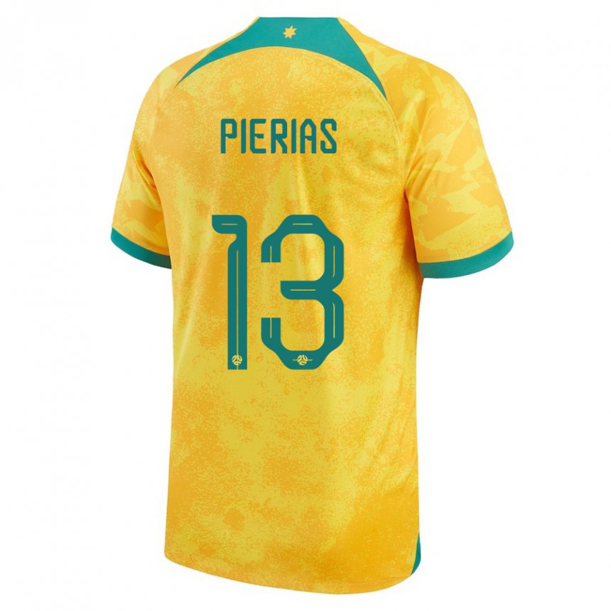 Mulher Camisola Australiana Dylan Pierias #13 Dourado Principal 22-24 Camisa Brasil