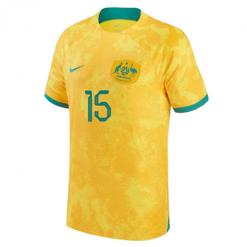 Mulher Camisola Australiana Anton Milinaric #15 Dourado Principal 22-24 Camisa Brasil