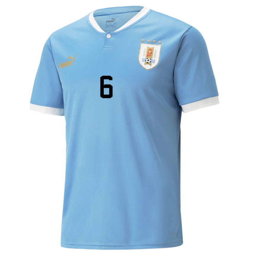 Mulher Camisola Uruguaia Juan Echeverria #6 Azul Principal 22-24 Camisa Brasil