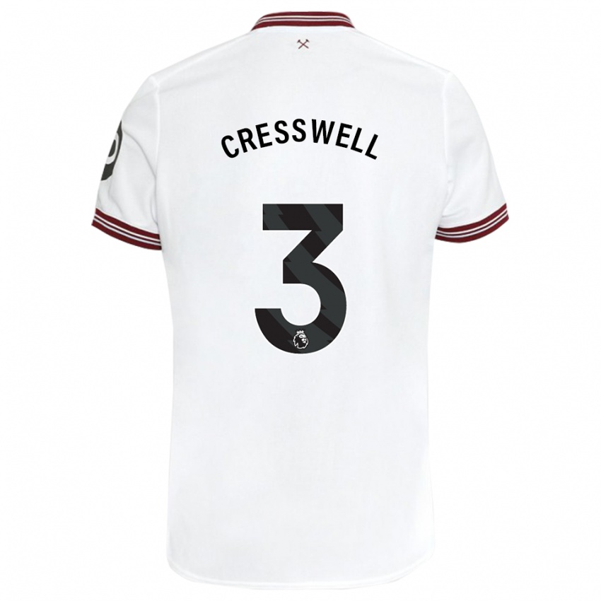 Criança Camisola Aaron Cresswell #3 Branco Alternativa 2023/24 Camisa Brasil