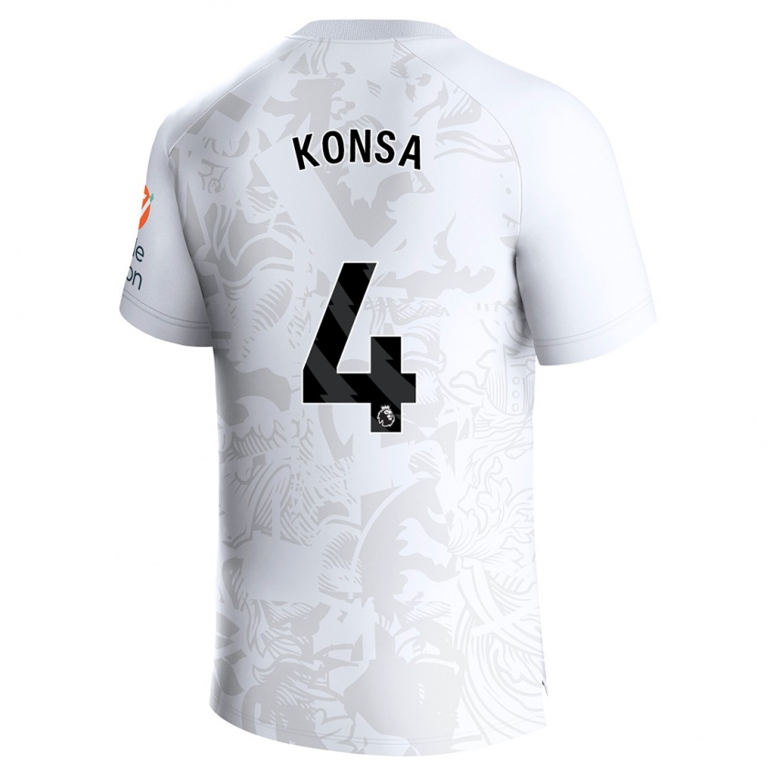 Mulher Camisola Ezri Konsa #4 Branco Alternativa 2023/24 Camisa Brasil
