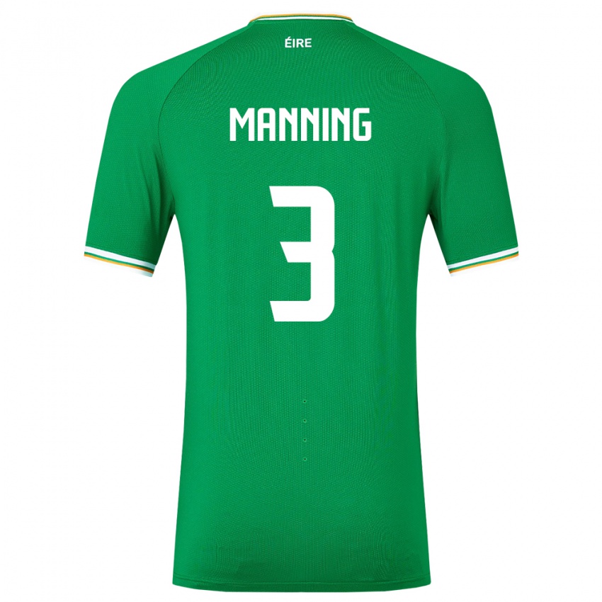 Criança Camisola Irlanda Ryan Manning #3 Verde Principal 24-26 Camisa Brasil