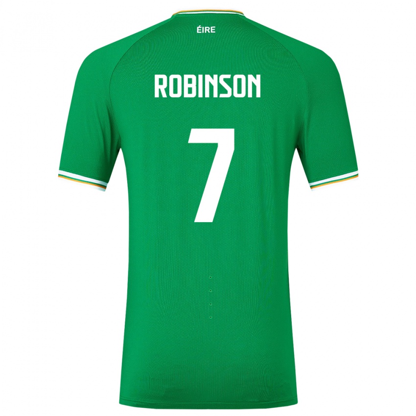 Criança Camisola Irlanda Callum Robinson #7 Verde Principal 24-26 Camisa Brasil