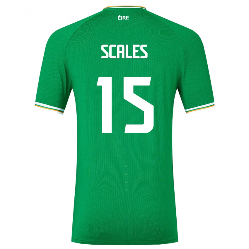 Criança Camisola Irlanda Liam Scales #15 Verde Principal 24-26 Camisa Brasil