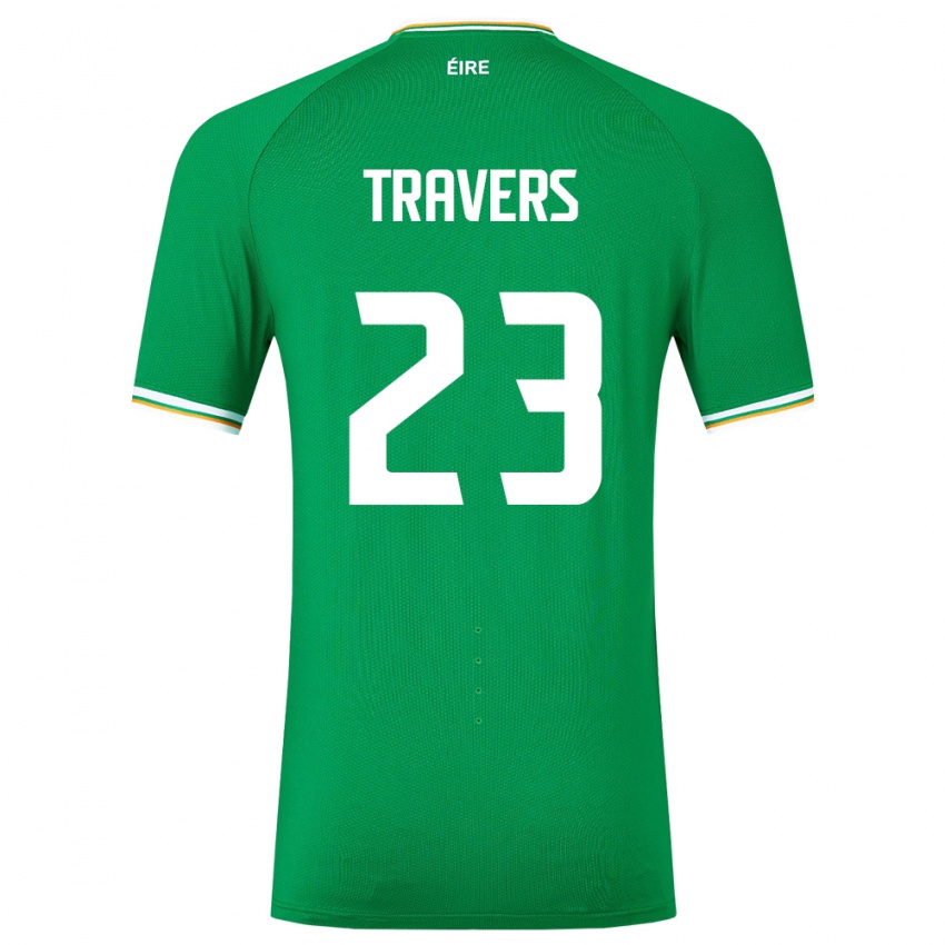 Criança Camisola Irlanda Mark Travers #23 Verde Principal 24-26 Camisa Brasil