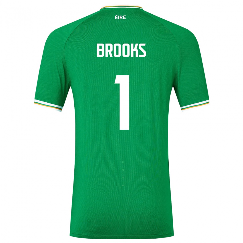 Criança Camisola Irlanda Tiernan Brooks #1 Verde Principal 24-26 Camisa Brasil