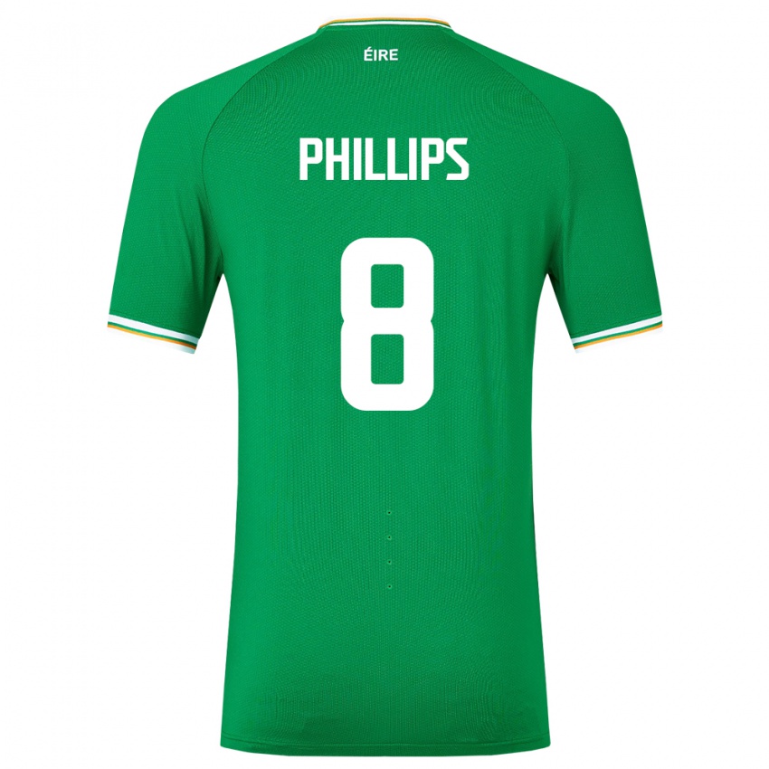 Criança Camisola Irlanda Killian Phillips #8 Verde Principal 24-26 Camisa Brasil