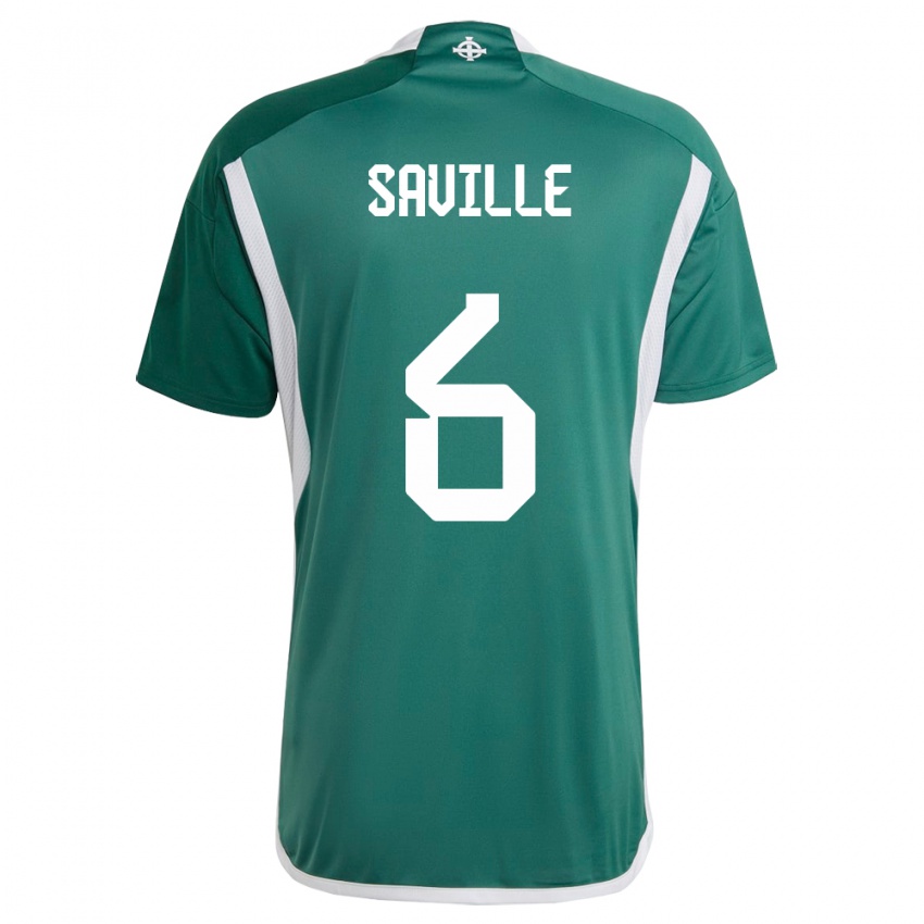 Criança Camisola Irlanda Do Norte George Saville #6 Verde Principal 24-26 Camisa Brasil