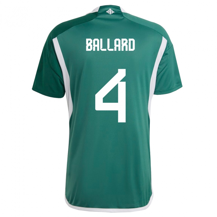 Criança Camisola Irlanda Do Norte Daniel Ballard #4 Verde Principal 24-26 Camisa Brasil