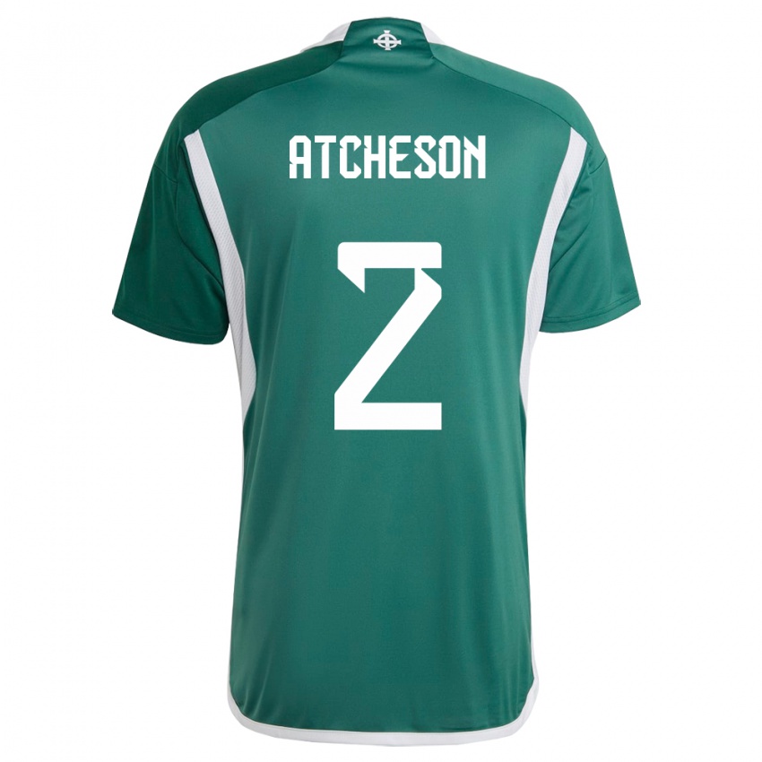 Criança Camisola Irlanda Do Norte Tom Atcheson #2 Verde Principal 24-26 Camisa Brasil