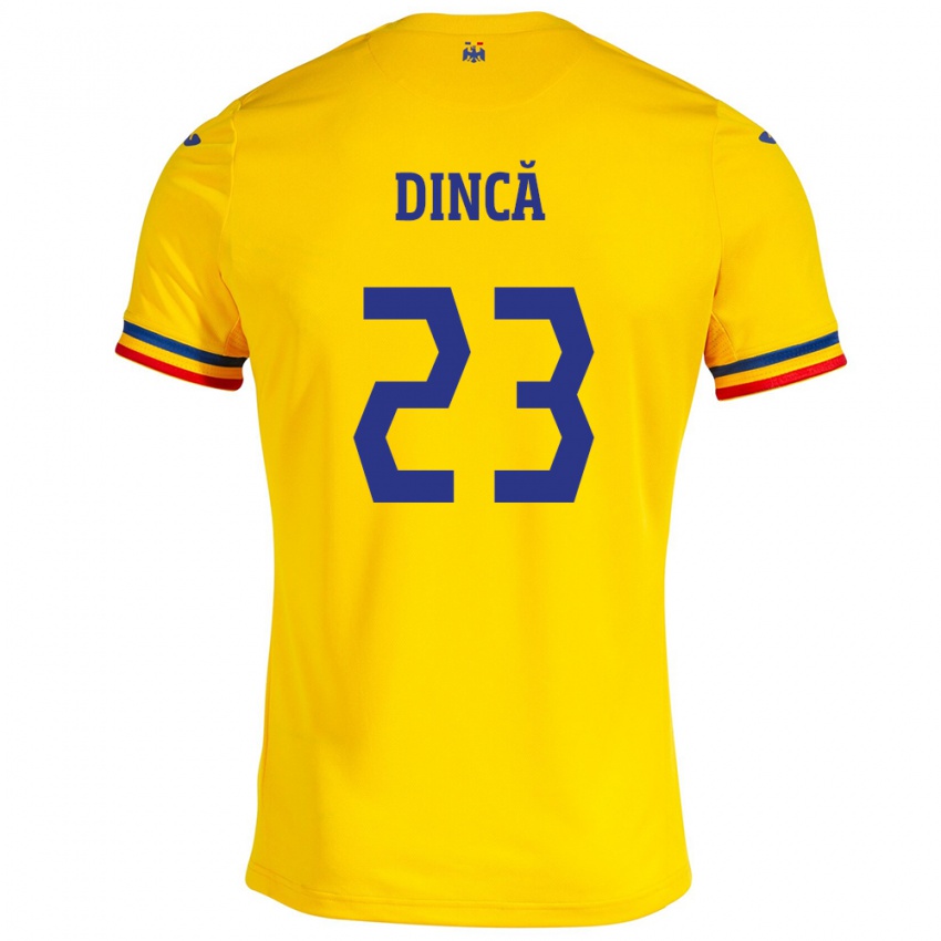 Mulher Camisola Romênia David Dincă #23 Amarelo Principal 24-26 Camisa Brasil