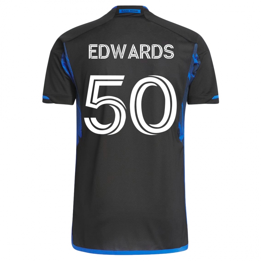 Criança Camisola Aaron Edwards #50 Azul Preto Principal 2023/24 Camisa Brasil