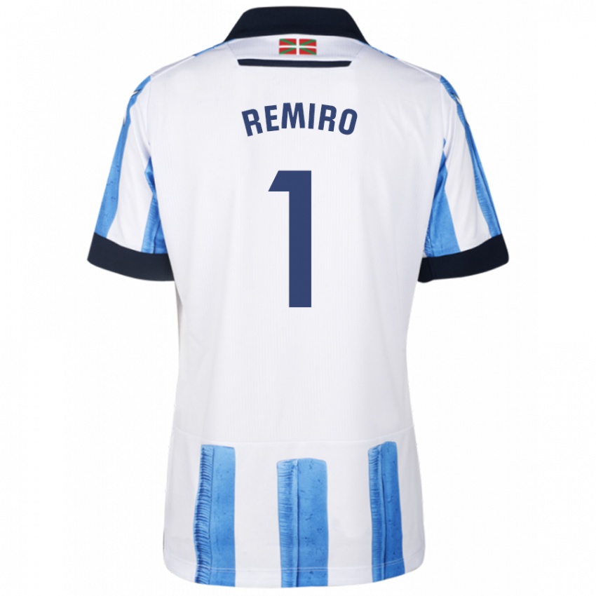 Criança Camisola Álex Remiro #1 Branco Azulado Principal 2023/24 Camisa Brasil