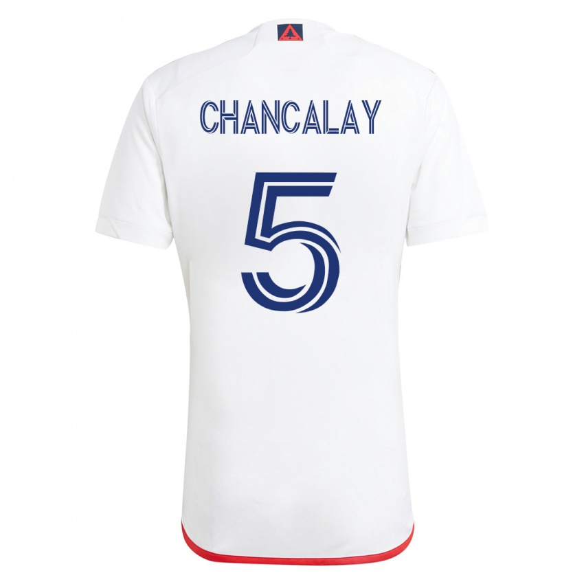 Homem Camisola Tomas Chancalay #5 Branco Vermelho Alternativa 2023/24 Camisa Brasil