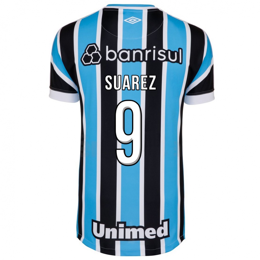 Mulher Camisola Luis Suárez #9 Azul Principal 2023/24 Camisa Brasil