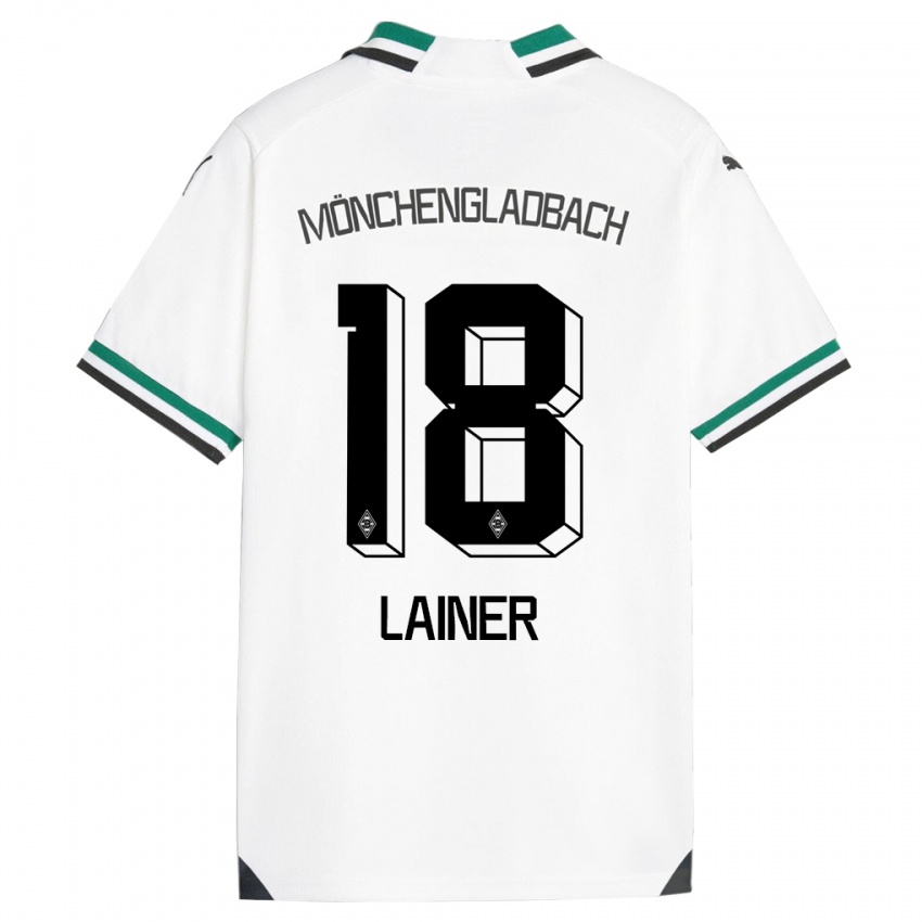 Mulher Camisola Stefan Lainer #18 Branco Verde Principal 2023/24 Camisa Brasil