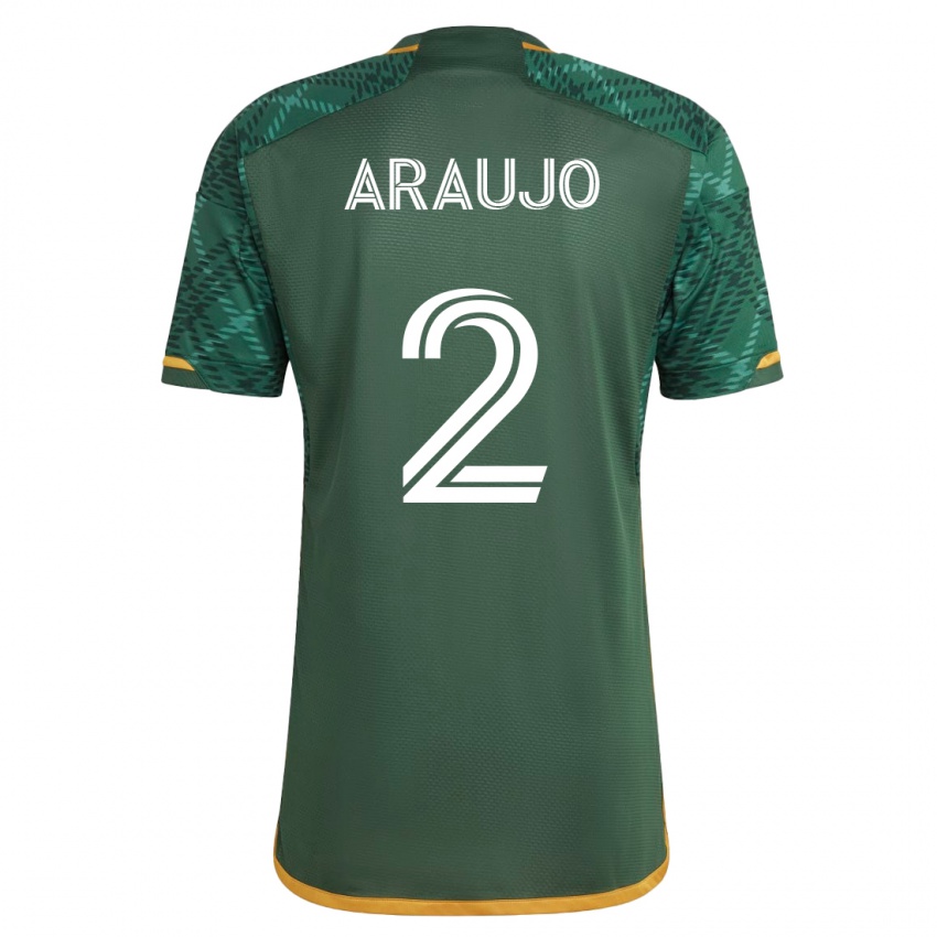 Mulher Camisola Miguel Araujo #2 Verde Principal 2023/24 Camisa Brasil