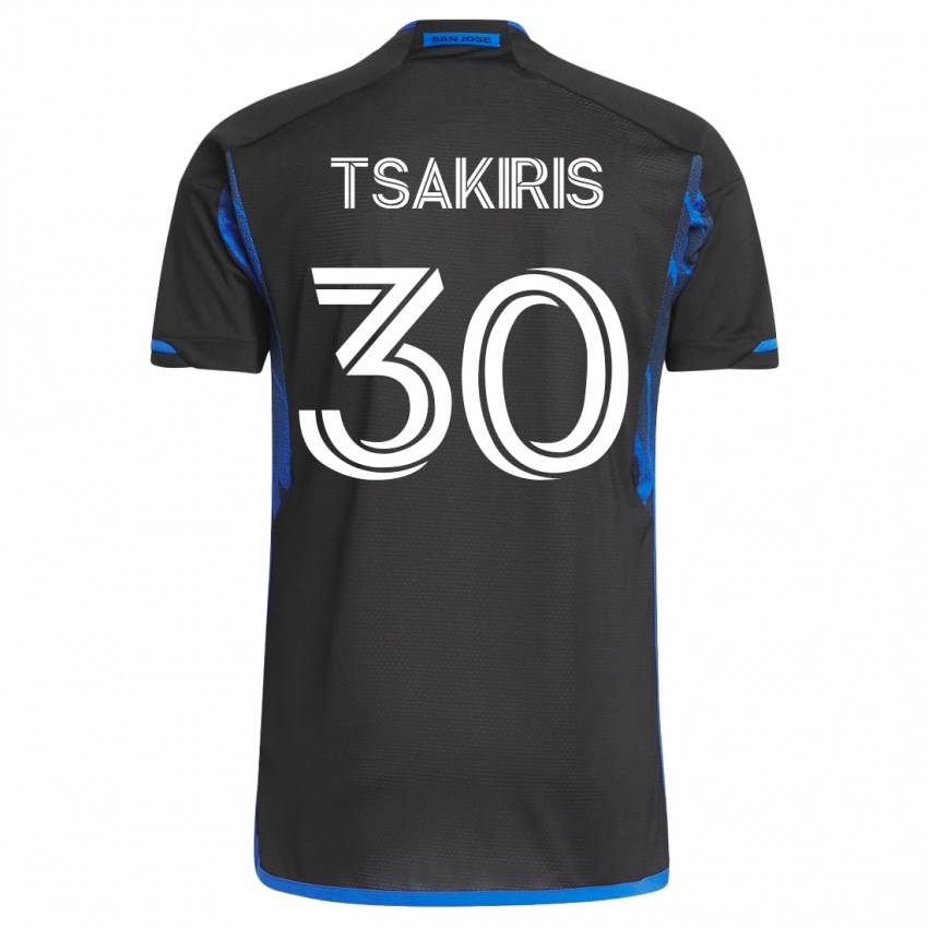 Mulher Camisola Niko Tsakiris #30 Azul Preto Principal 2023/24 Camisa Brasil