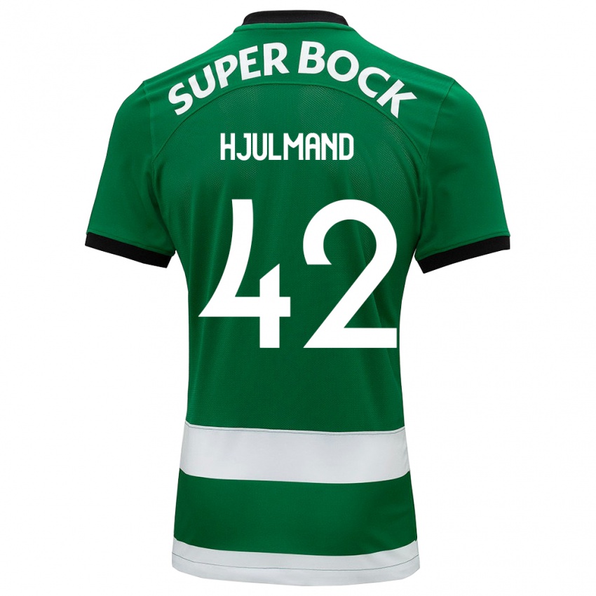 Mulher Camisola Morten Hjulmand #42 Verde Principal 2023/24 Camisa Brasil