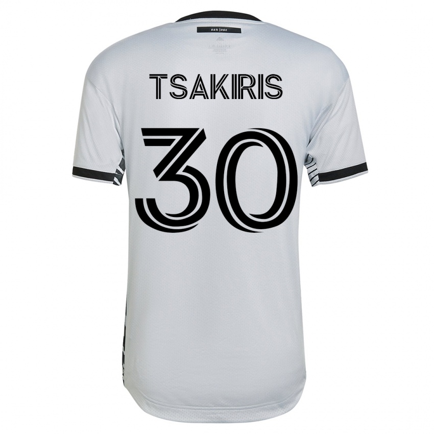Mulher Camisola Niko Tsakiris #30 Branco Alternativa 2023/24 Camisa Brasil