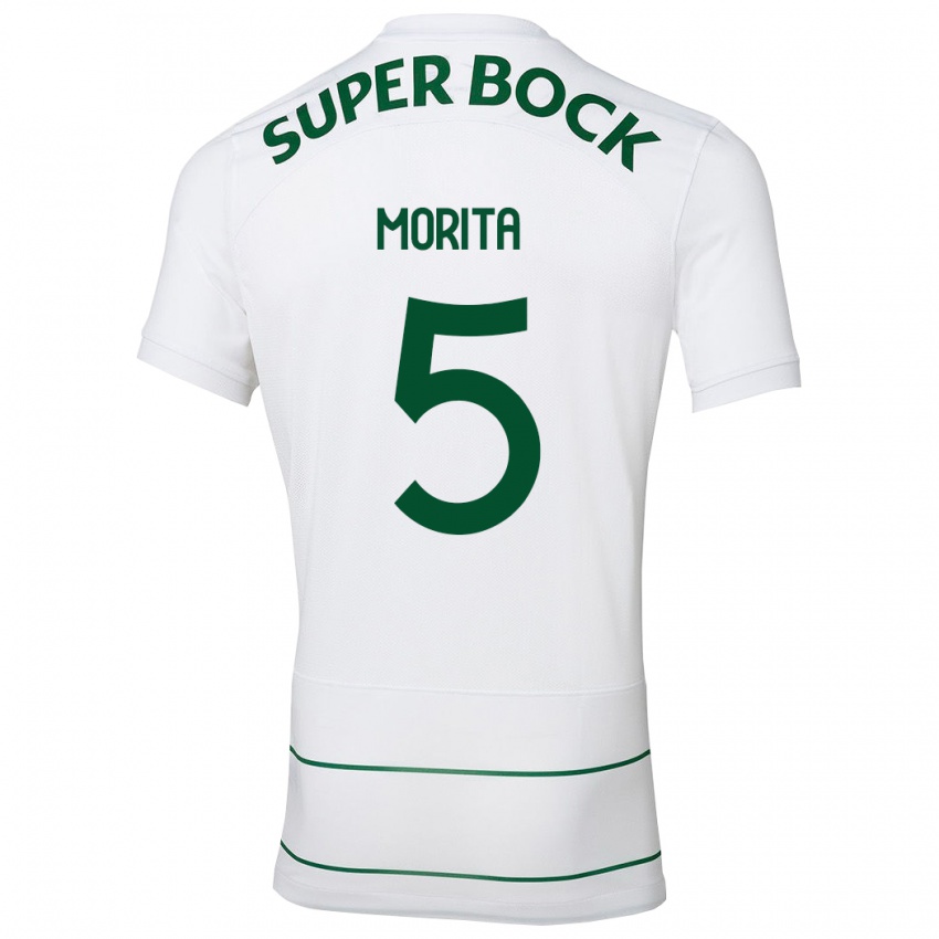 Mulher Camisola Hidemasa Morita #5 Branco Alternativa 2023/24 Camisa Brasil