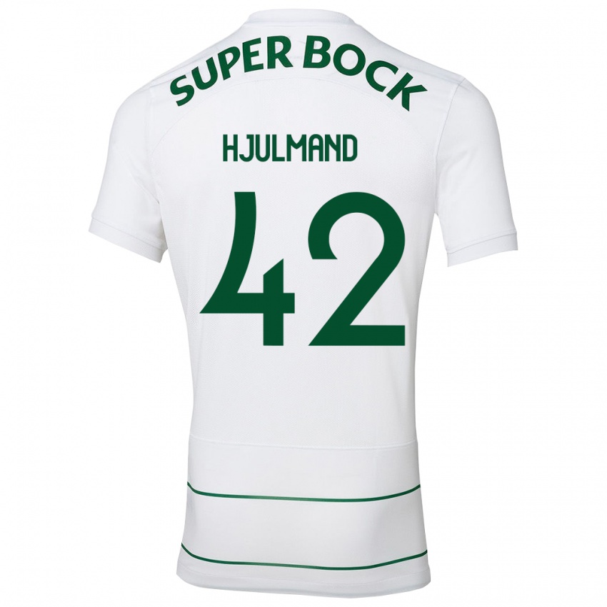 Mulher Camisola Morten Hjulmand #42 Branco Alternativa 2023/24 Camisa Brasil