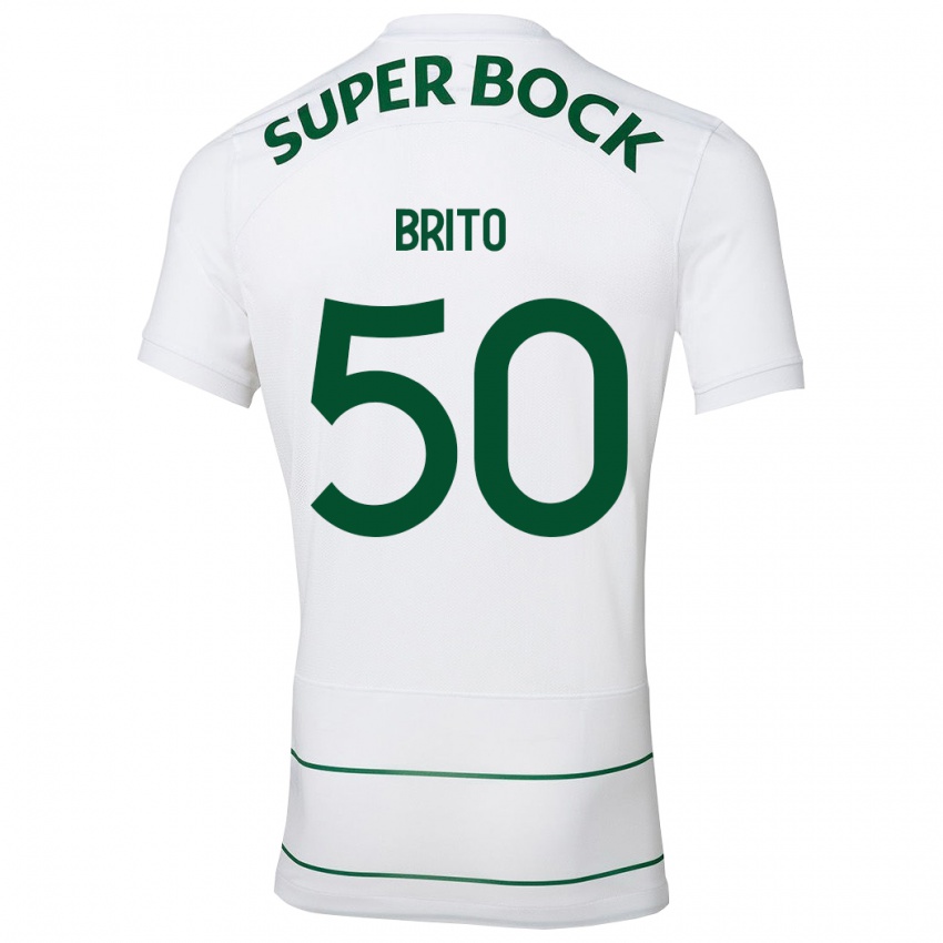 Mulher Camisola Alexandre Brito #50 Branco Alternativa 2023/24 Camisa Brasil