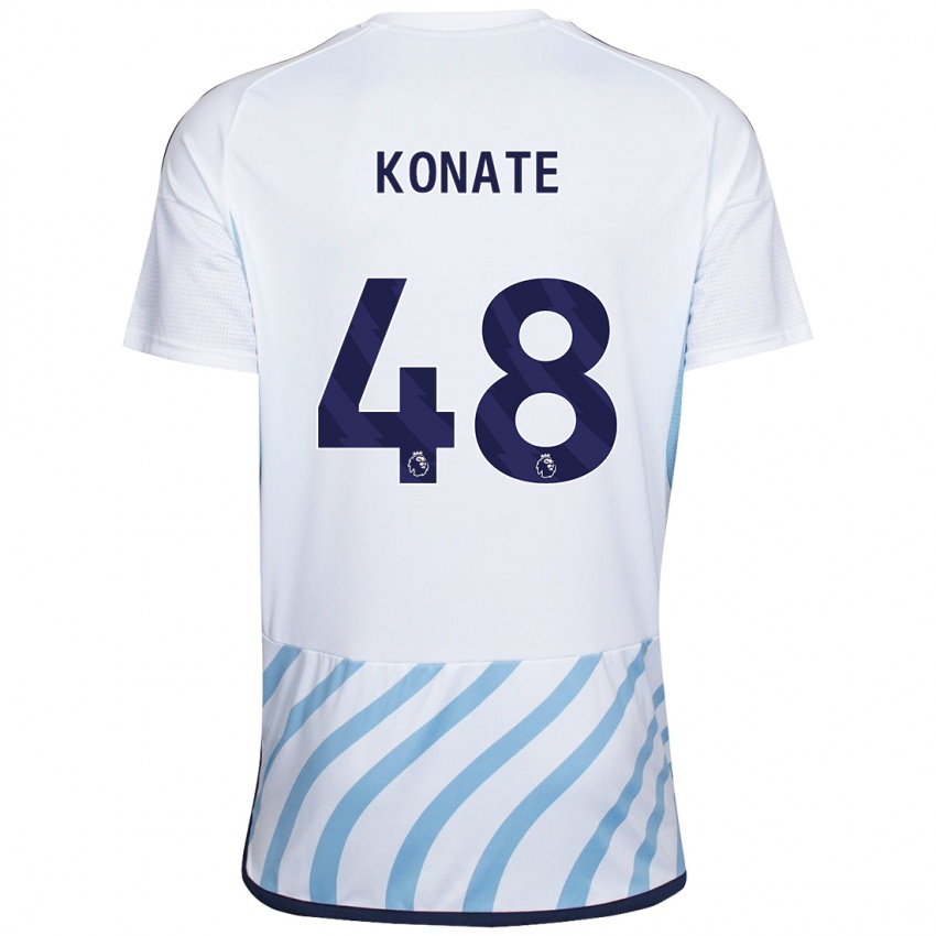 Criança Camisola Ateef Konaté #48 Branco Azul Alternativa 2023/24 Camisa Brasil