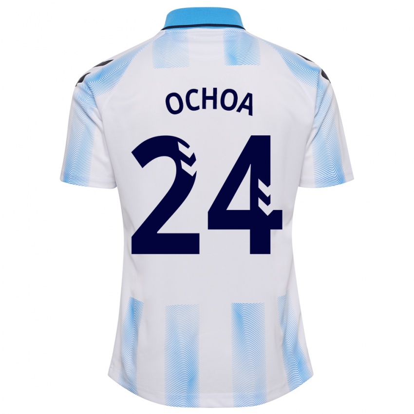 Homem Camisola Aarón Ochoa #24 Branco Azul Principal 2023/24 Camisa Brasil