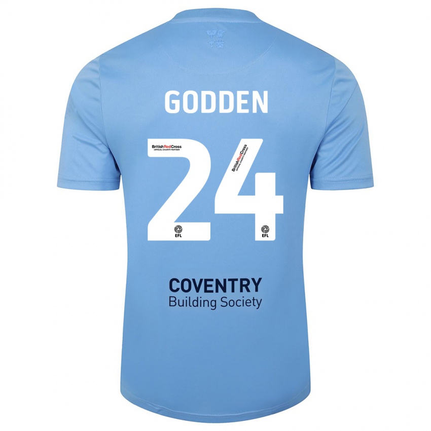 Homem Camisola Matt Godden #24 Céu Azul Principal 2023/24 Camisa Brasil