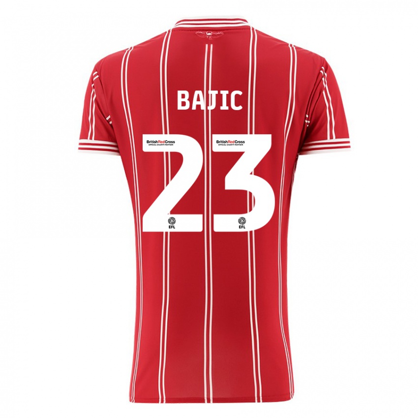 Homem Camisola Stefan Bajic #23 Vermelho Principal 2023/24 Camisa Brasil