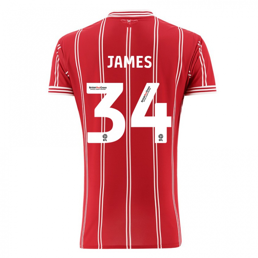 Homem Camisola Joseph James #34 Vermelho Principal 2023/24 Camisa Brasil