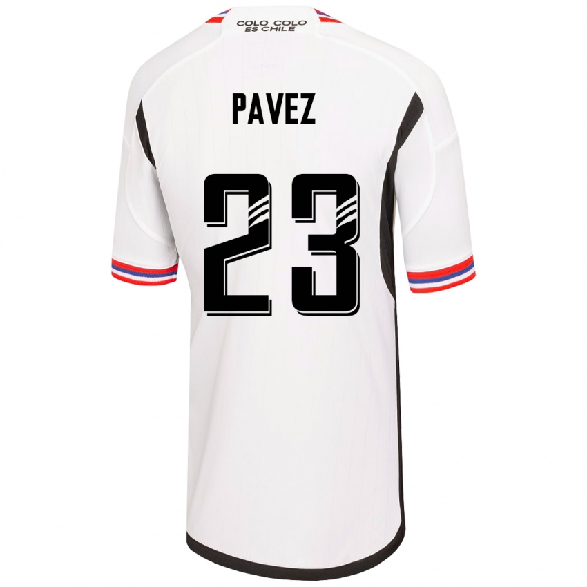 Homem Camisola Esteban Pavez #23 Branco Principal 2023/24 Camisa Brasil