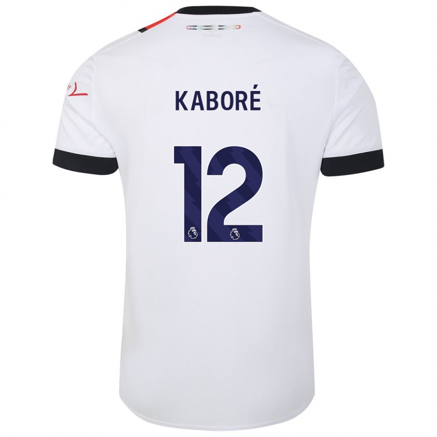 Homem Camisola Issa Kabore #12 Branco Alternativa 2023/24 Camisa Brasil