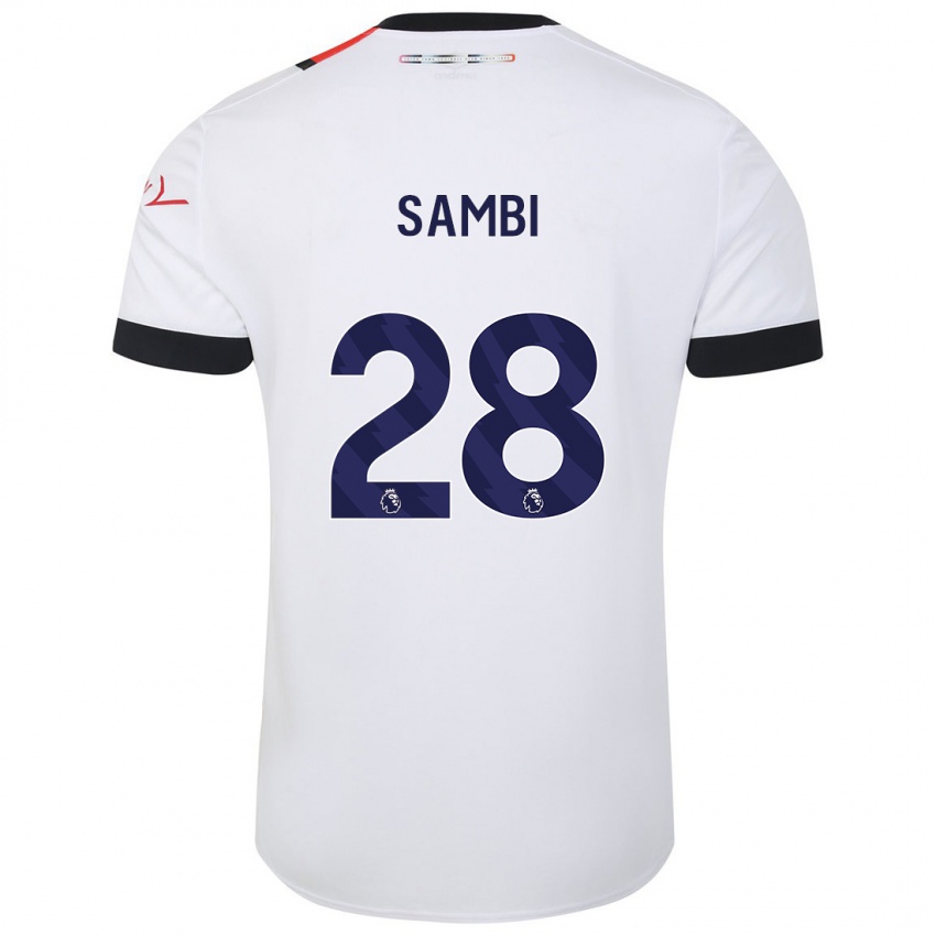 Homem Camisola Albert Sambi Lokonga #28 Branco Alternativa 2023/24 Camisa Brasil