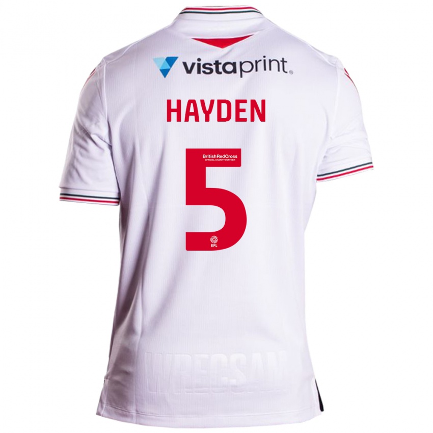 Homem Camisola Aaron Hayden #5 Branco Alternativa 2023/24 Camisa Brasil