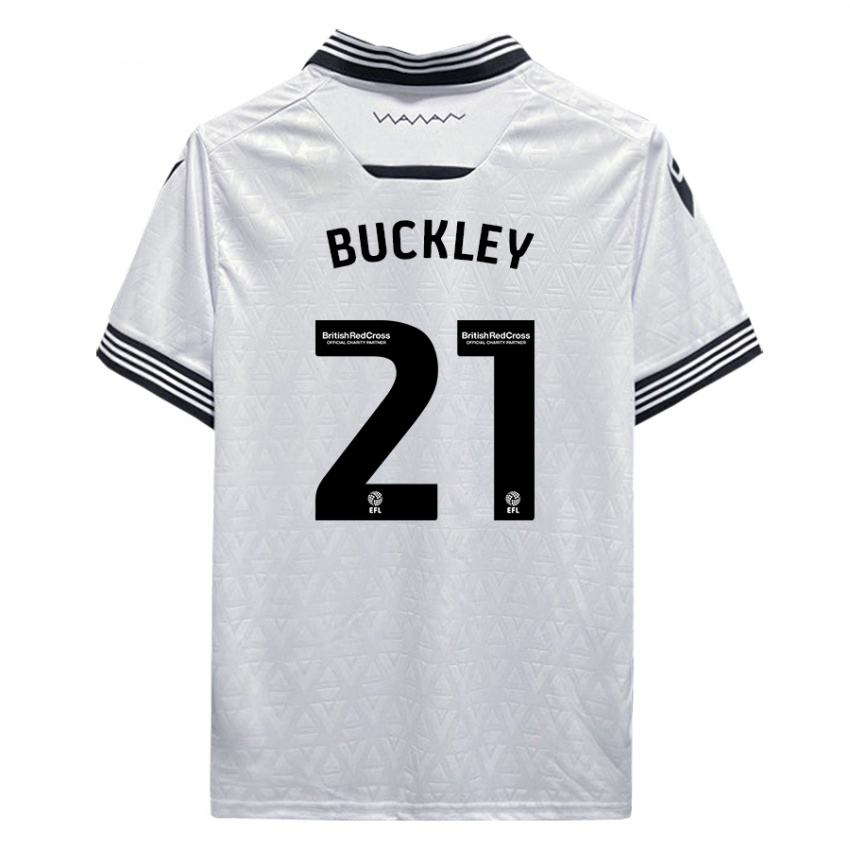 Homem Camisola John Buckley #21 Branco Alternativa 2023/24 Camisa Brasil
