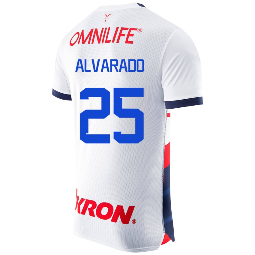 Homem Camisola Roberto Alvarado #25 Branco Alternativa 2023/24 Camisa Brasil
