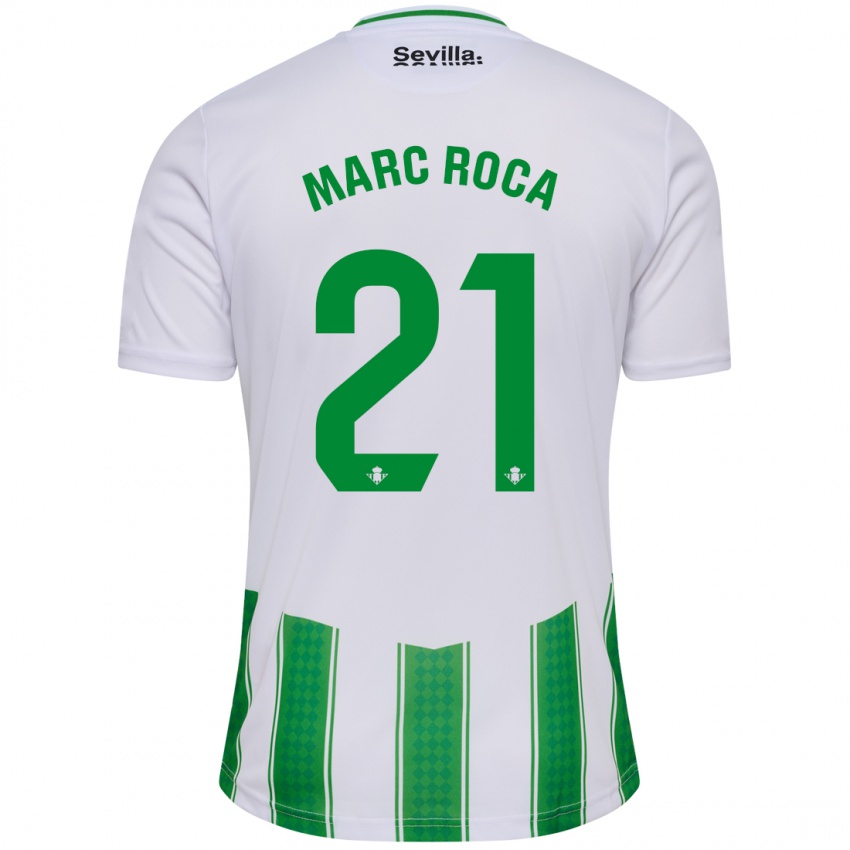 Mulher Camisola Marc Roca #21 Branco Principal 2023/24 Camisa Brasil